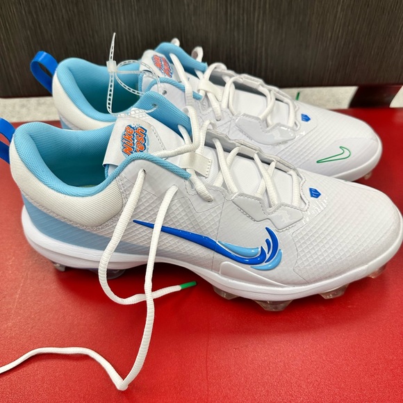 Nike Force Trout 9 Pro MCS White Blue Mens Sz 12 Baseball Cleats FQ7726-104 New - Picture 1 of 6